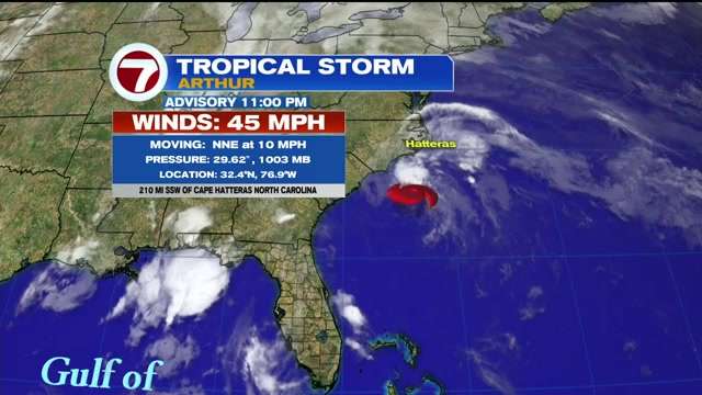 Tropical Storm Arthur crawls closer to North Carolina coast - WSVN ...