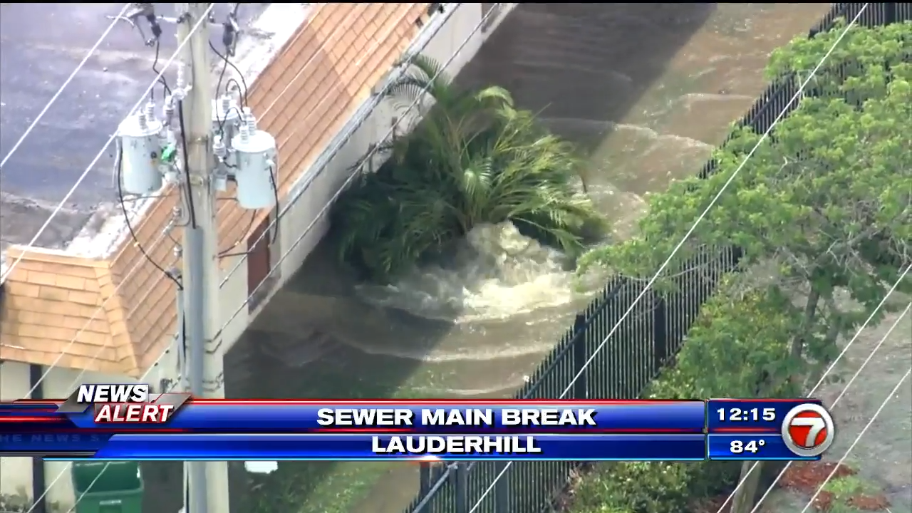 Crews working to repair sewer main break in Lauderhill - WSVN 7News ...