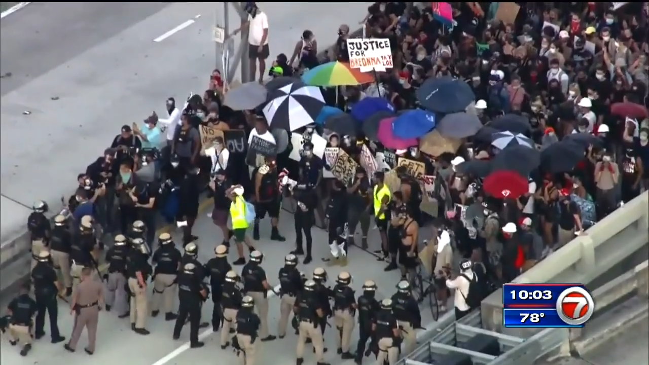 Demonstrators gather in downtown Miami for Black Lives Matter protest