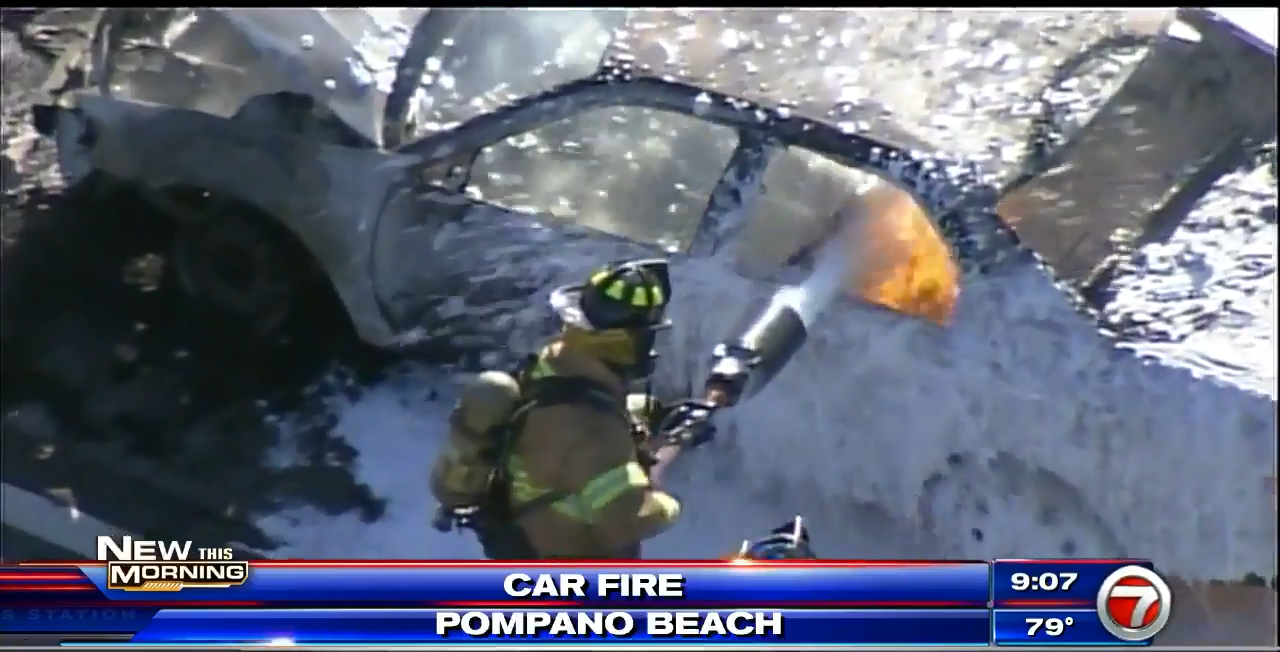Pompano Beach firefighters extinguish car fire on I-95 - WSVN 7News ...