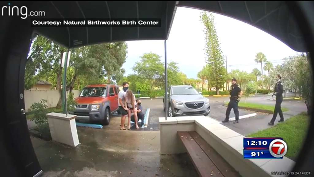 Mother giving birth outside Margate birthing center caught on Ring