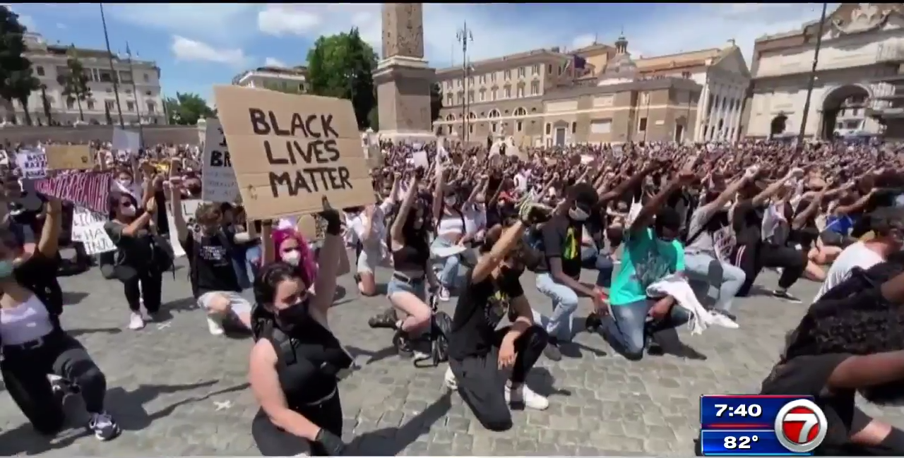 Stop Racism Protest Anti-racism protesters rally around world, topple statue - WSVN 7News ...