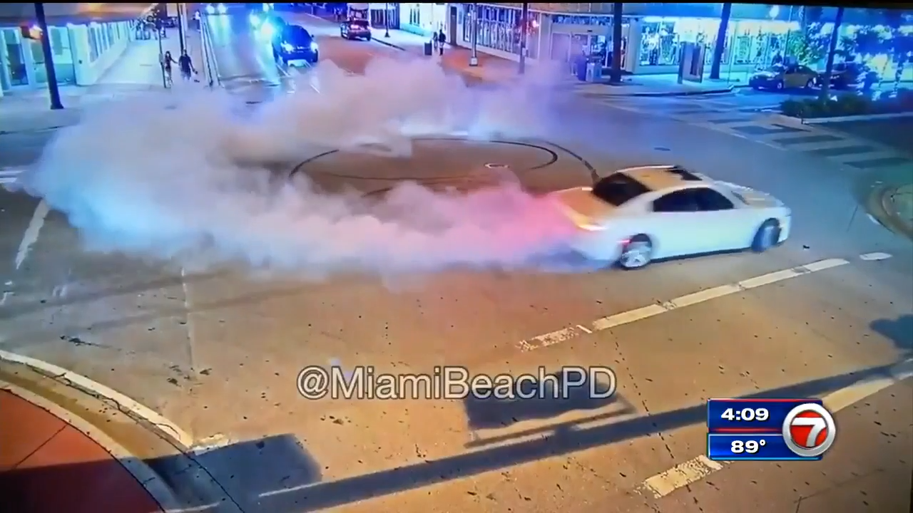 Police fine, cite driver caught on camera doing donuts in Miami Beach