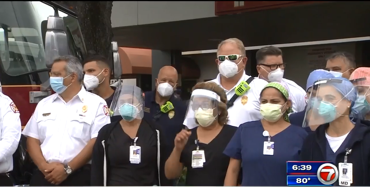 First responders show gratitude to healthcare workers at Hialeah