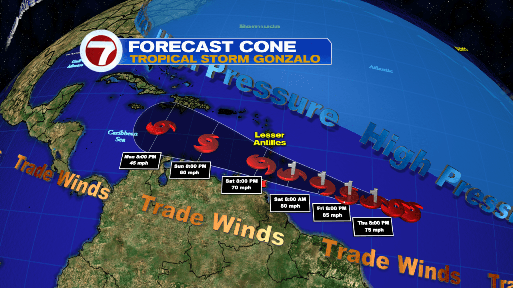 Tropical Storm Gonzalo Expected To Become Season S First Hurricane Tropical Depression In Gulf Of Mexico Wsvn 7news Miami News Weather Sports Fort Lauderdale