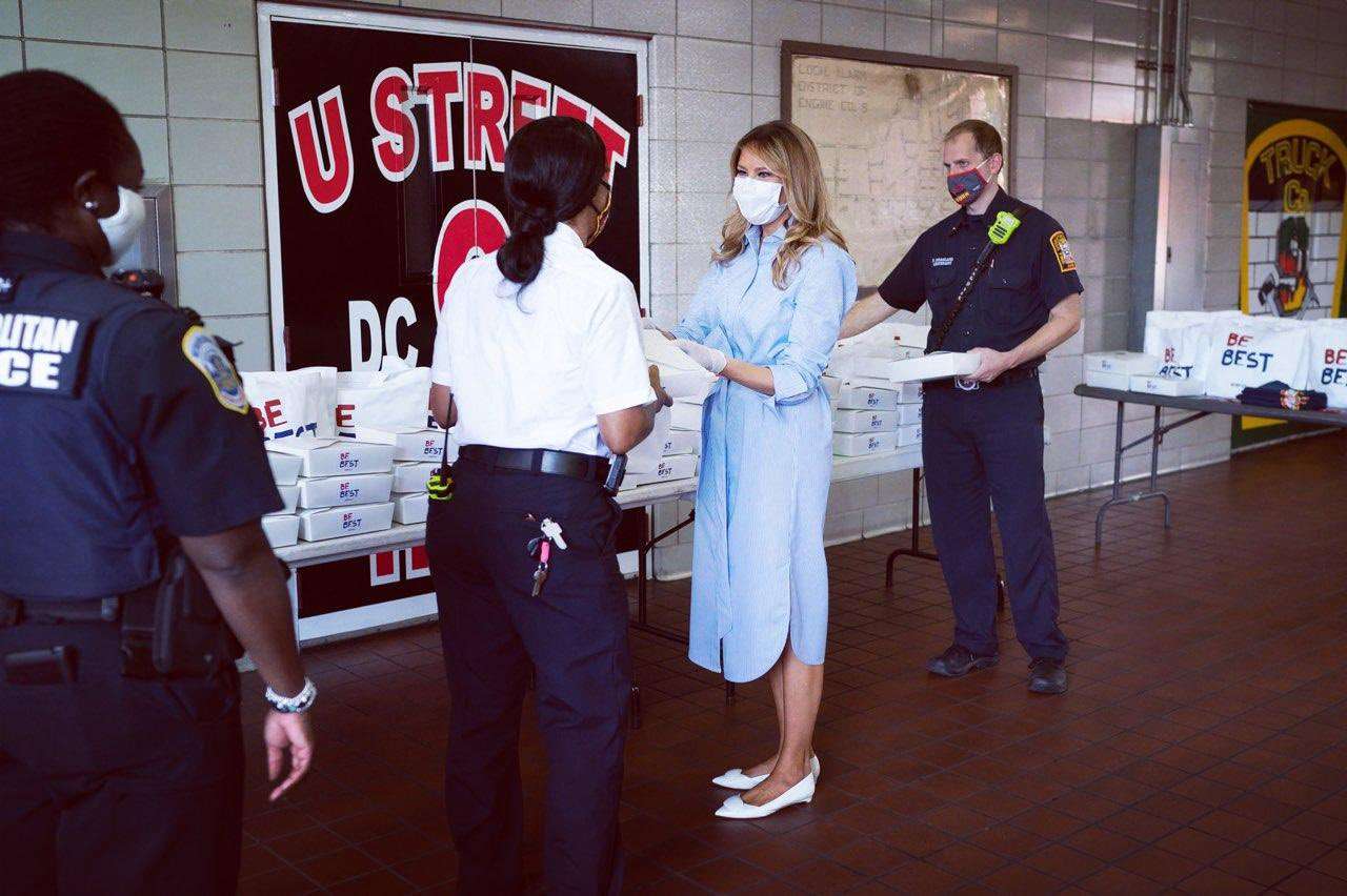 First lady delivers lunch to firefighters and families in DC - WSVN ...