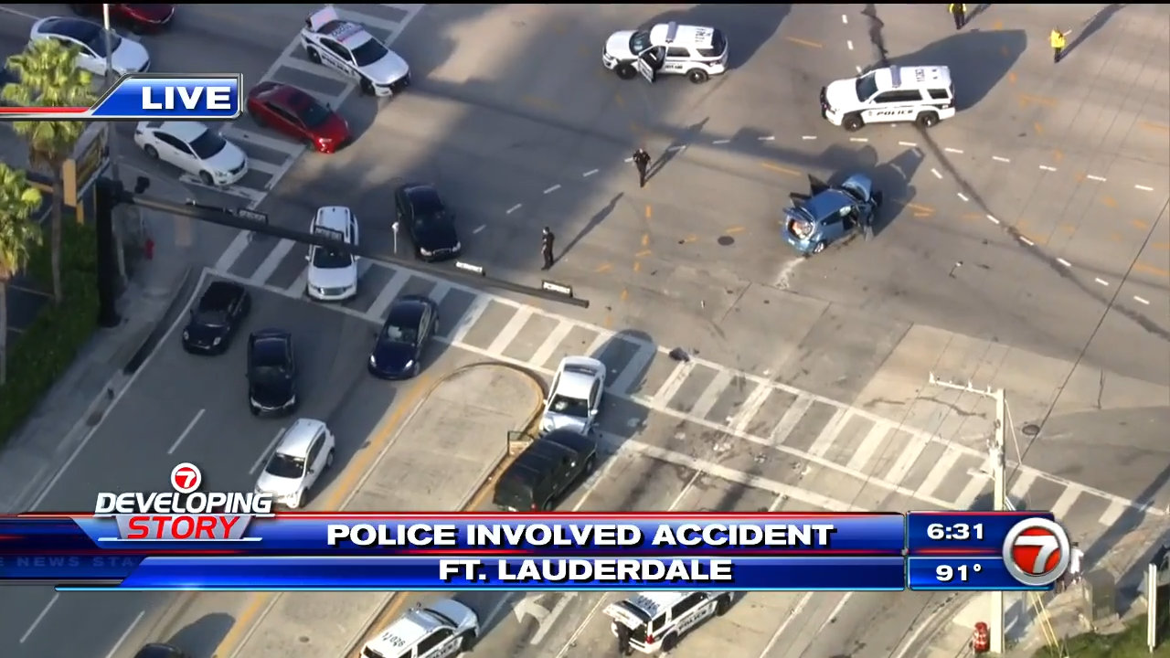 2 taken to hospital, including cop, after crash in Fort Lauderdale ...