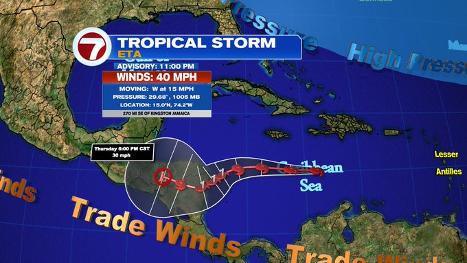 Tropical Storm Eta forms, ties record for most named ...