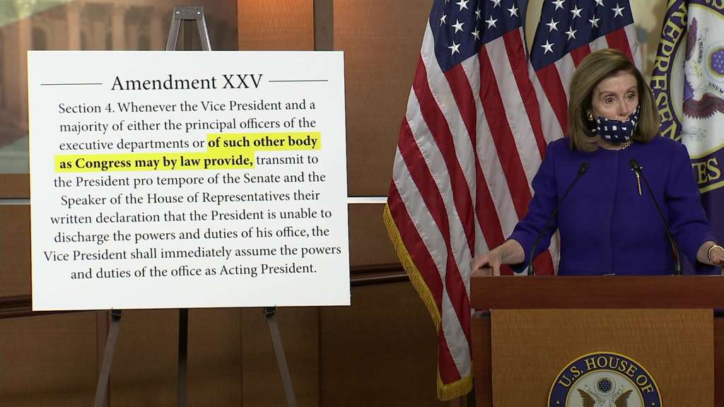 Pelosi unveils 25th Amendment bid, questions Trump's ...