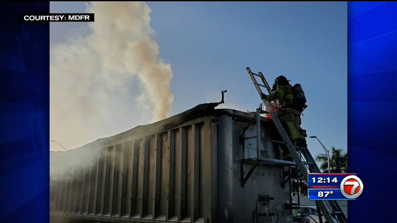 MDFR extinguishes truck fire in NW Miami-Dade - WSVN 7News | Miami News ...