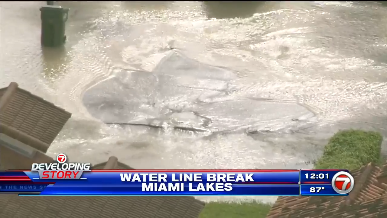 Crews repair water line break in Miami Lakes WSVN 7News Miami News
