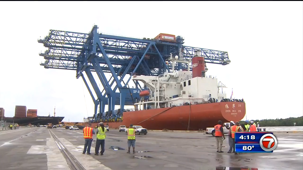 3 giant cranes arrive at Port Everglades as part of expansion project ...