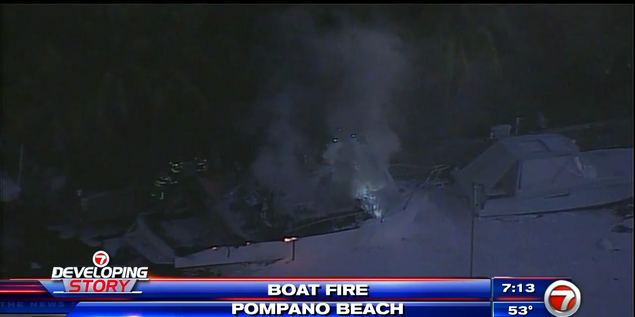 Firefighters put out boat fire in Pompano Beach - WSVN 7News | Miami ...