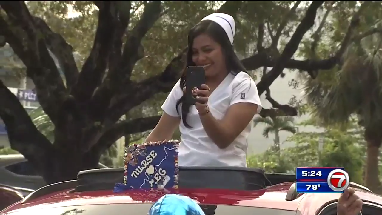 Broward College holds drivethru graduation ceremony for nursing