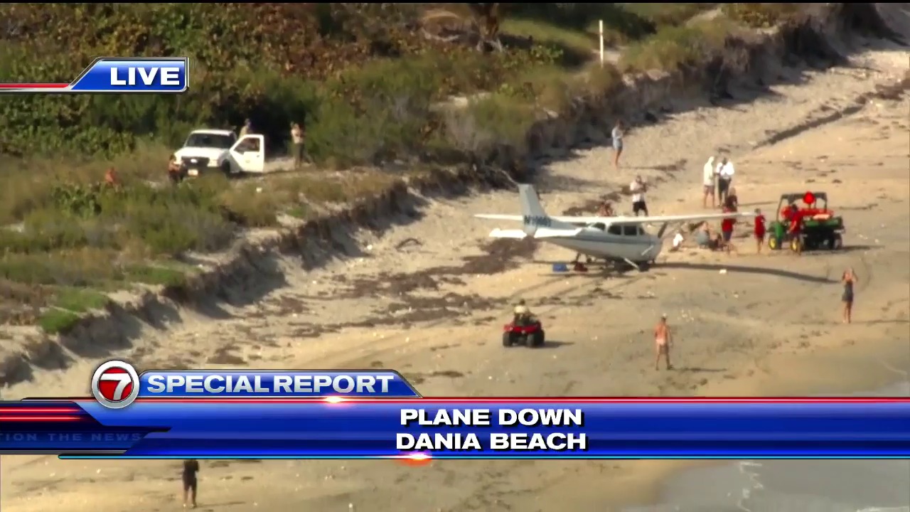 Plane makes emergency landing on sand off Dania Beach WSVN 7News