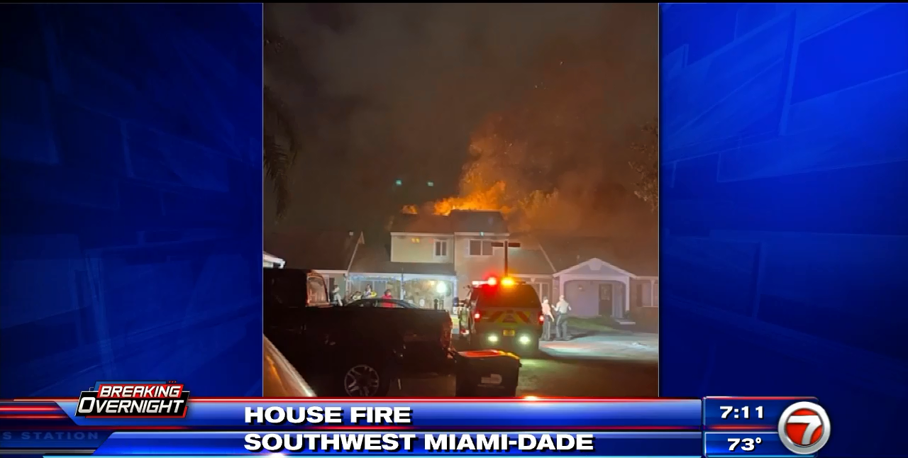 Family, dog rescued from house fire in SW Miami-Dade - WSVN 7News ...