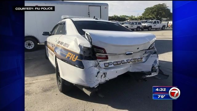 FIU Police officer rear-ended in SW Miami-Dade - WSVN 7News | Miami News, Weather, Sports | Fort ...