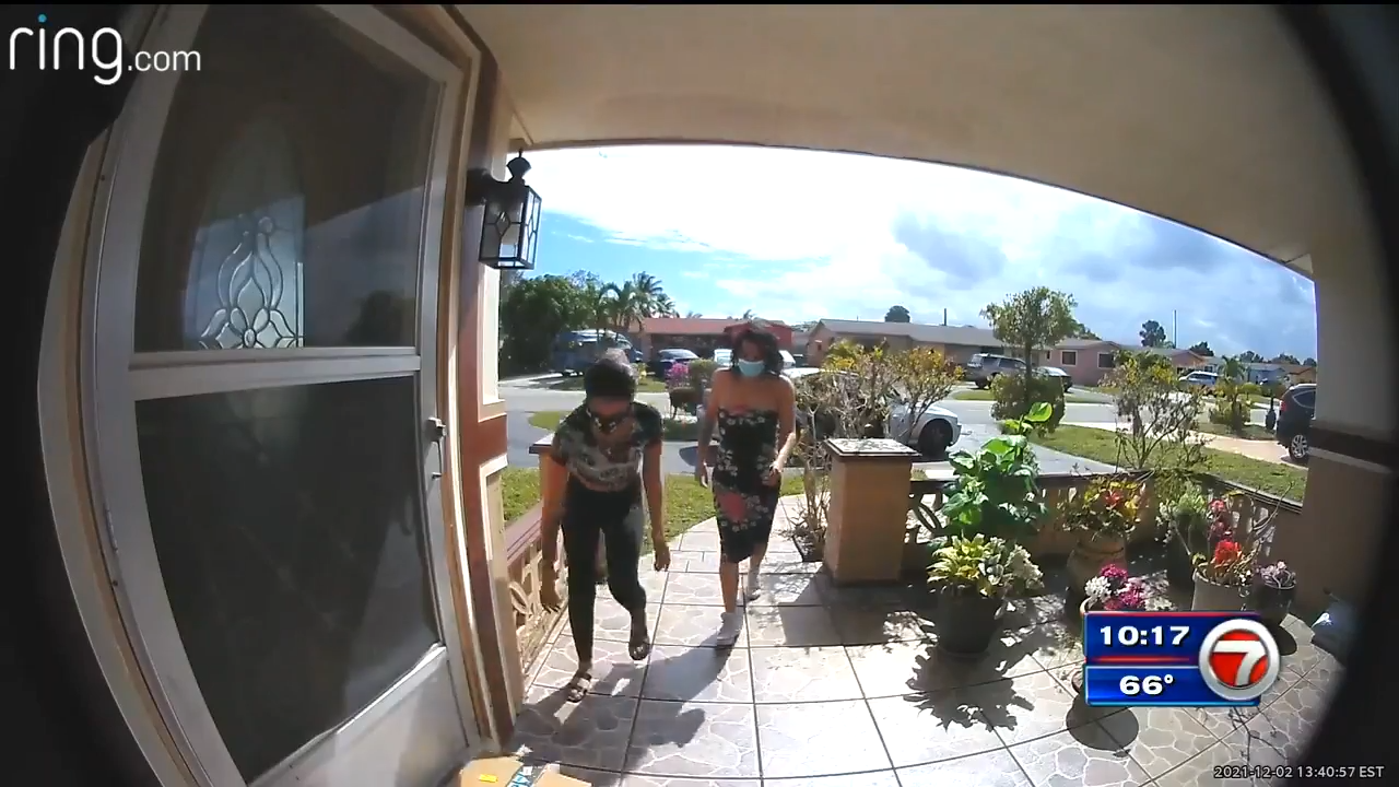 2 women captured on camera stealing packages from Miramar home - WSVN ...