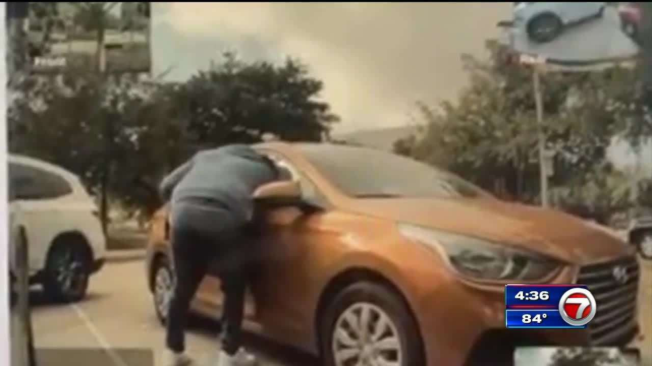 Burglar caught on camera breaking into car at Biscayne parking lot ...
