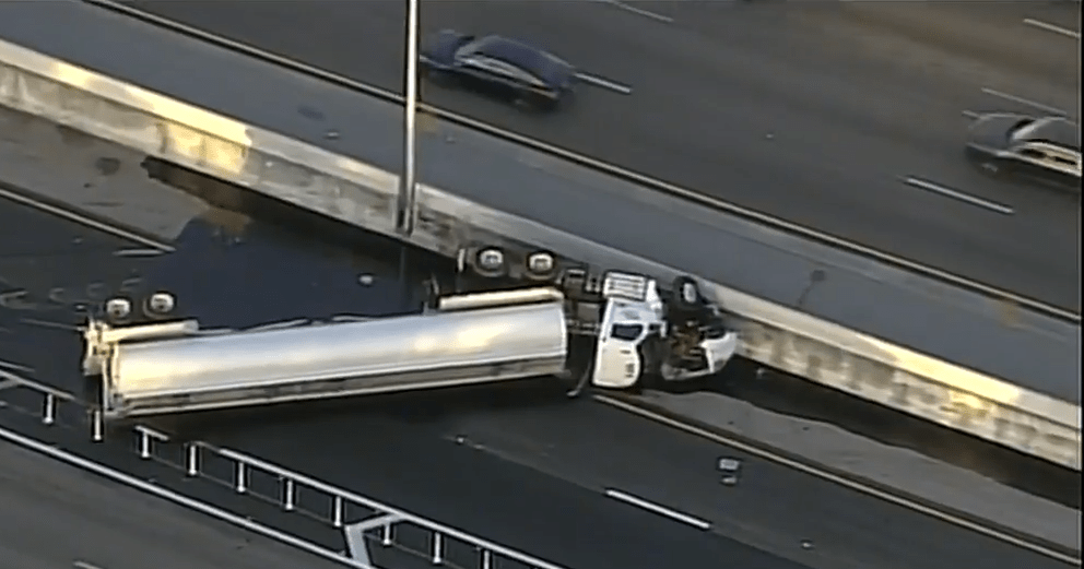Northbound I-95 shut down due to overturned fuel truck - WSVN 7News | Miami News, Weather, Sports | Fort Lauderdale