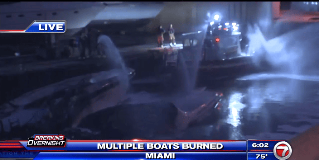 No injuries after 2 yachts engulfed in flames at Miami marina – WSVN ...