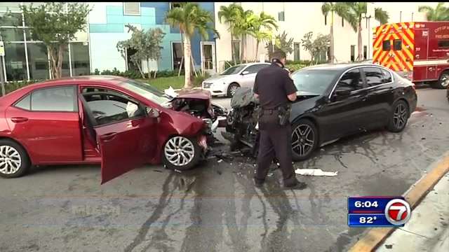 2 hospitalized after wrong-way crash in Miami - WSVN 7News | Miami News ...