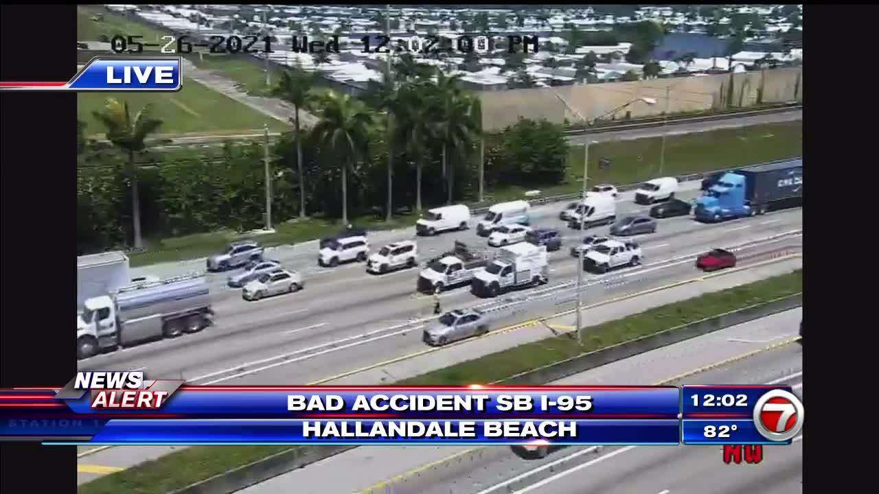 Traffic delays on SB I-95 in Hallandale Beach due to crash - WSVN 7News ...