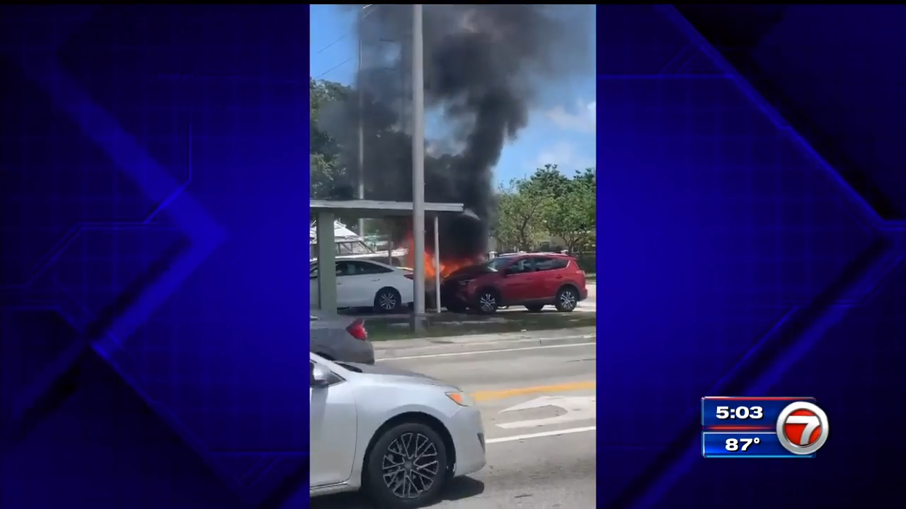 Cars catch fire in front of Hialeah home - WSVN 7News | Miami News ...