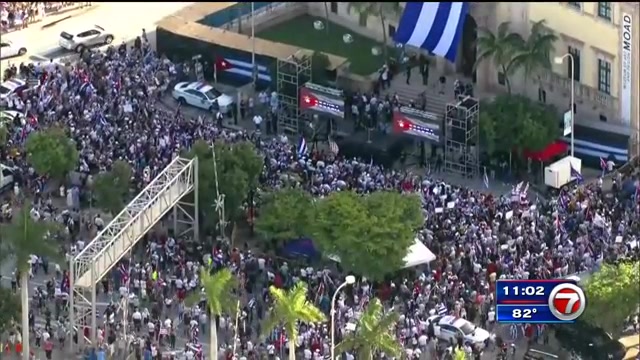 Thousands calling for democracy in Cuba march in downtown Miami, attend ...