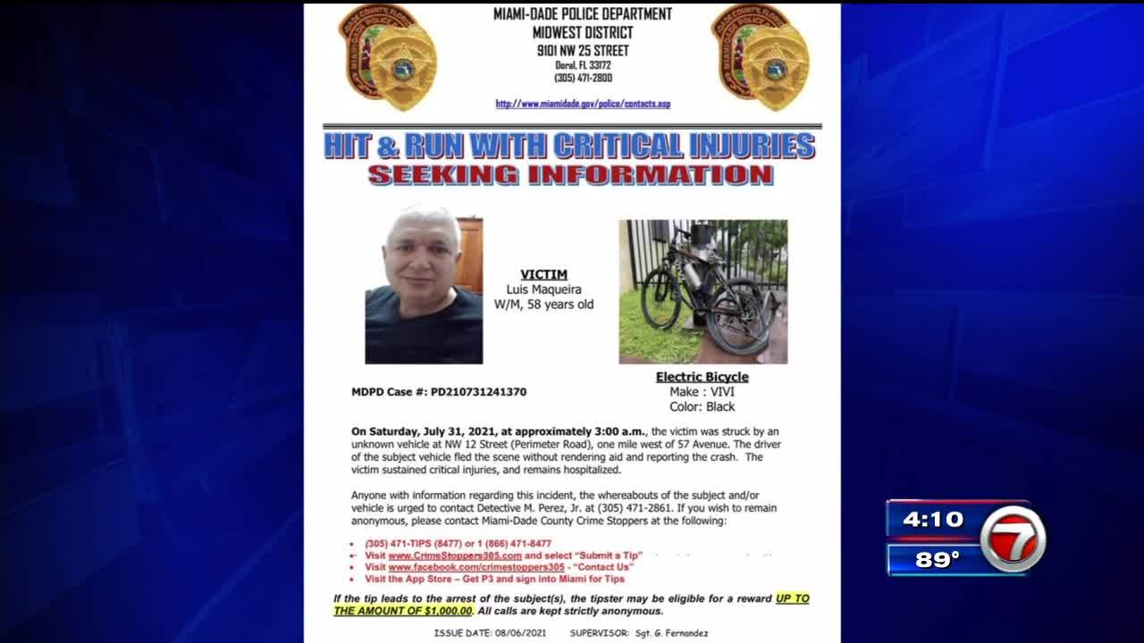 Miami Dade Police Search For Vehicle That Struck 58 Year Old Bicyclist In Hit And Run Wsvn 