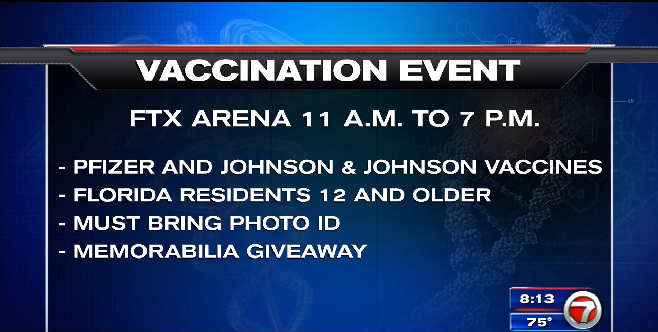 Miami Heat hosts vaccination event at FTX Arena on Thursday WSVN