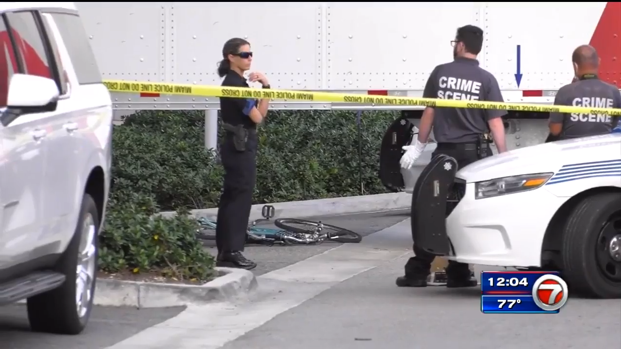 Cyclist fatally struck by truck in Miami - WSVN 7News | Miami News ...