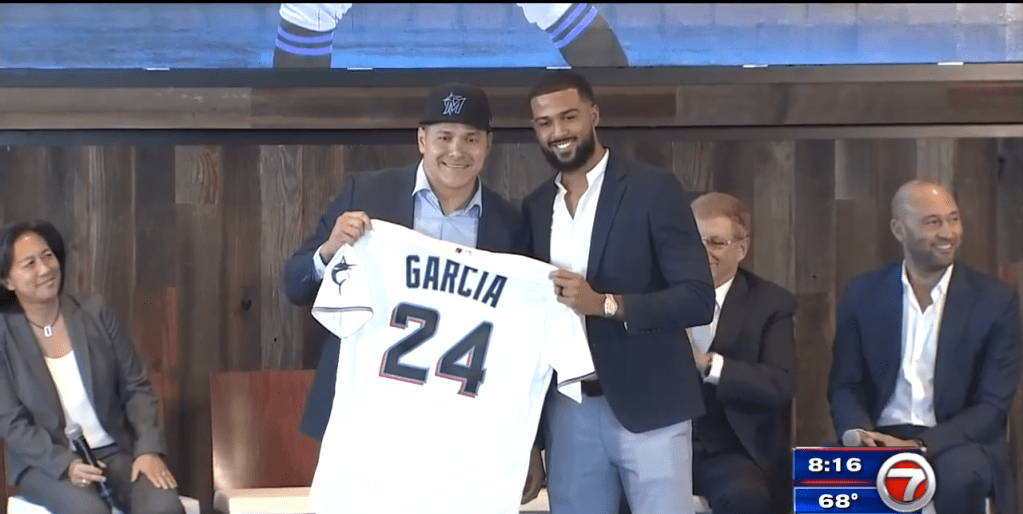 Marlins introduce Garcia, who already calls Miami home