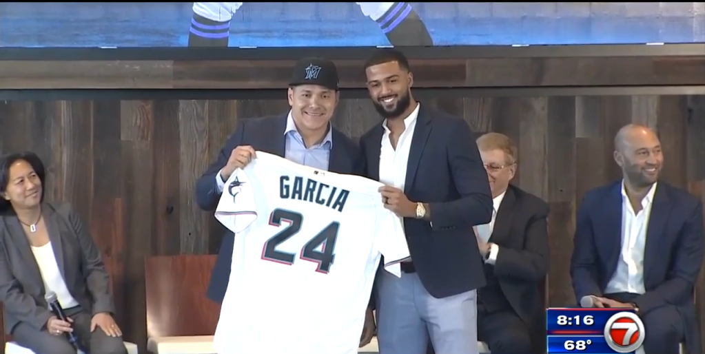 Marlins introduce Garcia, who already calls Miami home