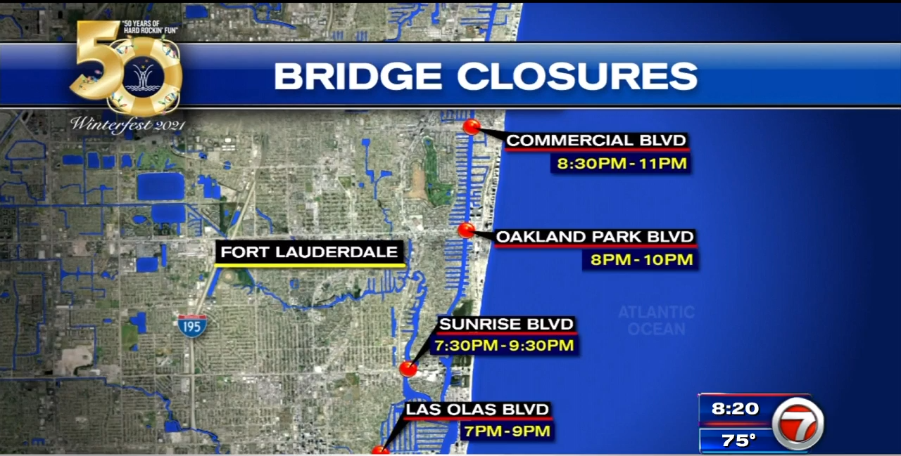 Several bridge closures taking place Saturday night for Winterfest Boat