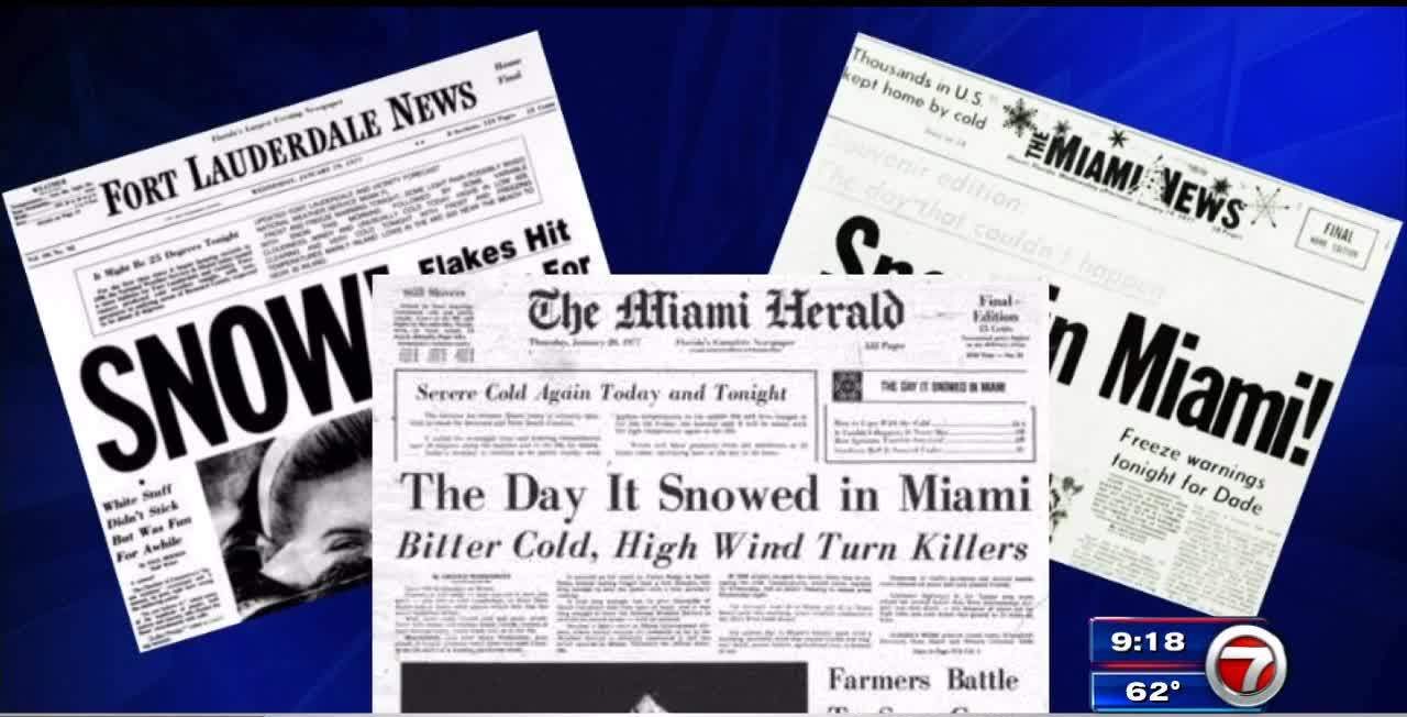 Jan. 19, 1977 45 years ago, it snowed in Miami WSVN 7News Miami