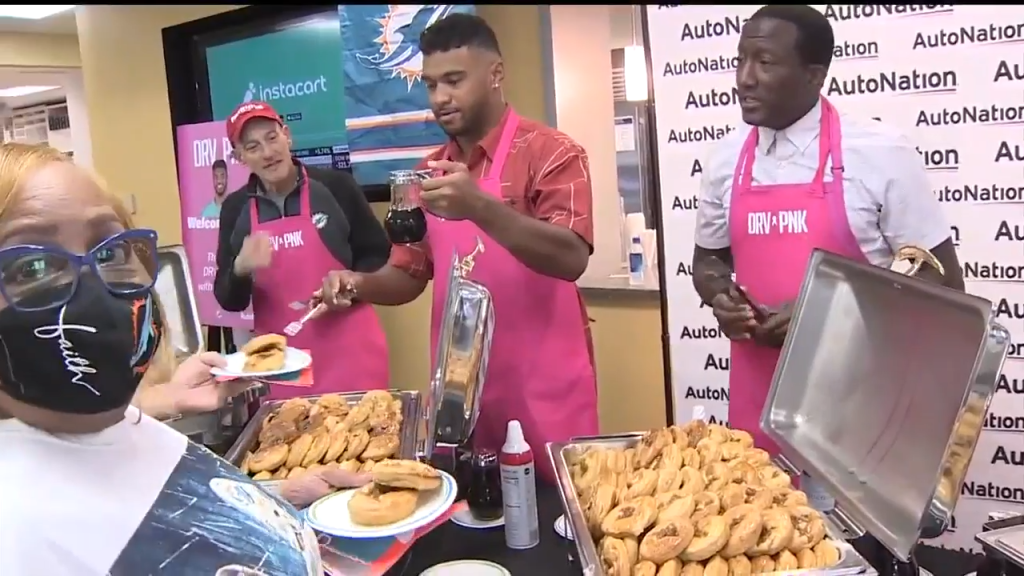 Tua Tagovailoa participates as celebrity pancake chef during AutoNation’s DRVPNK Initiative