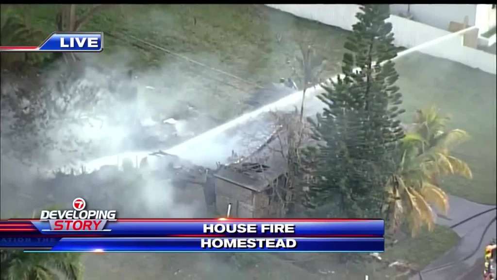 Firefighters work to put out house fire in Homestead – WSVN 7News | Miami News, Weather, Sports
