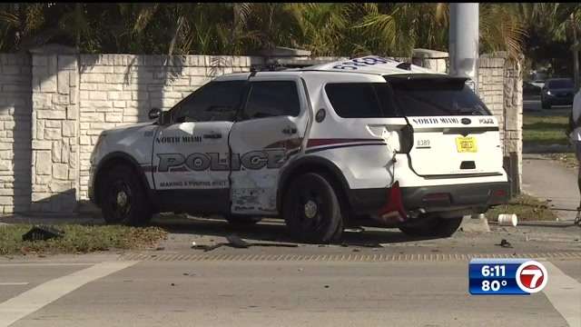 Driver runs red light, hits North Miami Police cruiser in NW Miami-Dade ...