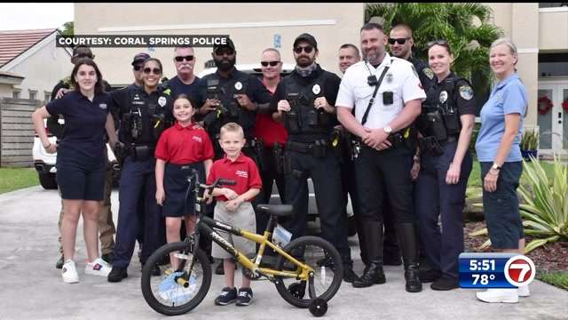Police gift new bike to boy who was pinned under car in Coral Springs ...