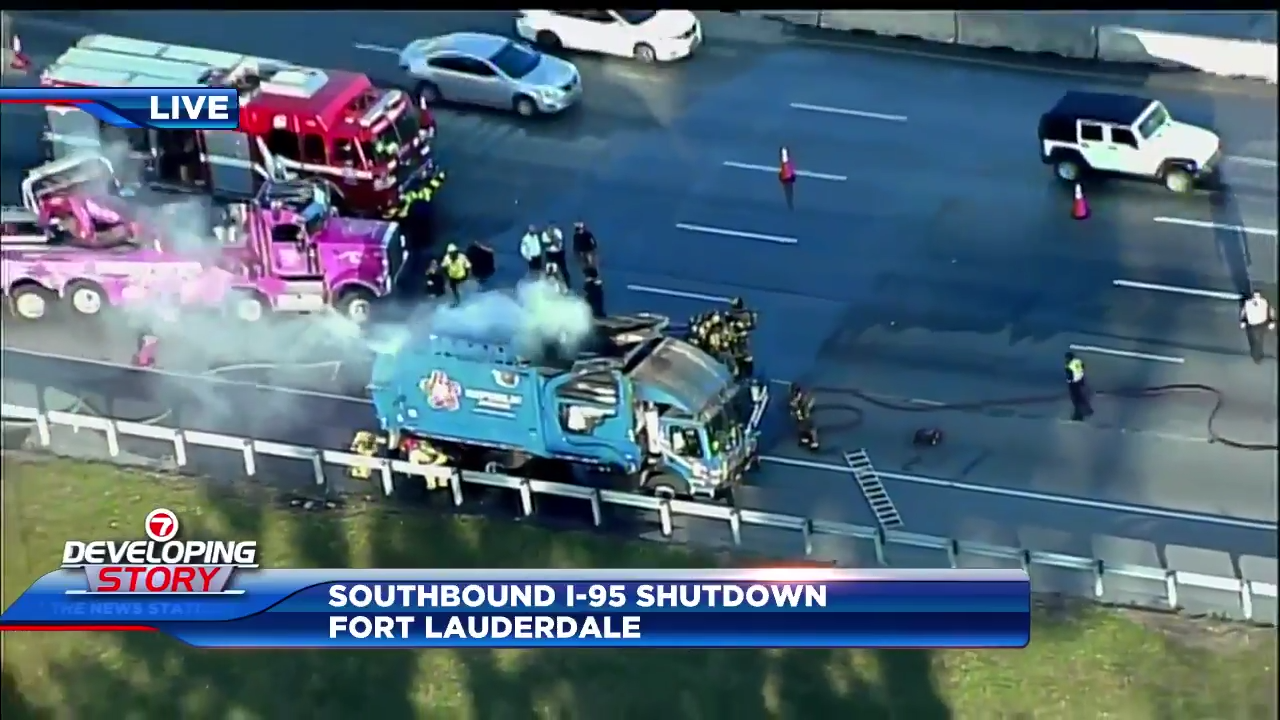 Crews put out garbage truck fire that caused traffic delays on I-95 in ...