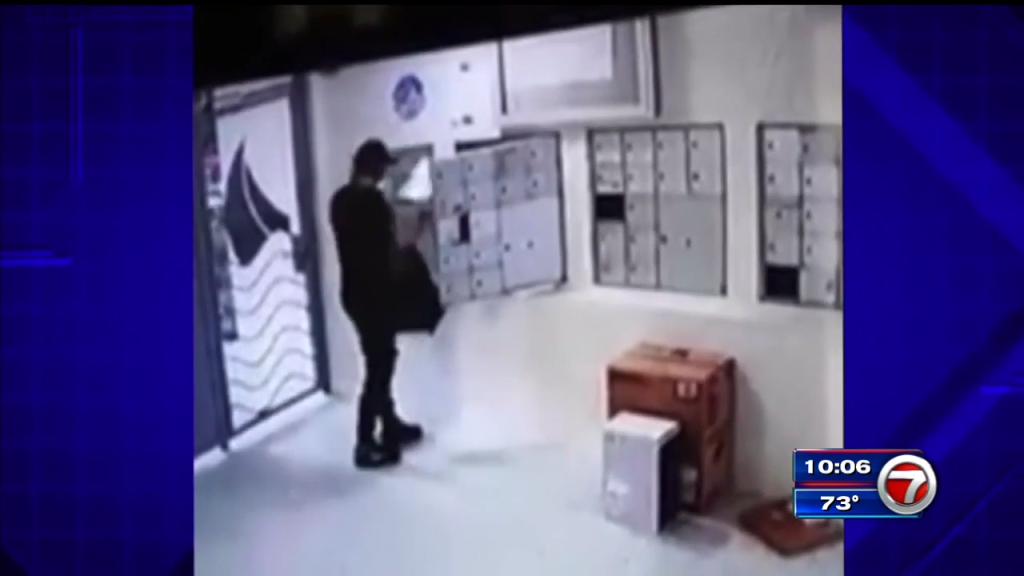 Surveillance video captures man stealing mail from Miami Beach apartment complex – WSVN 7News | Miami News, Weather, Sports