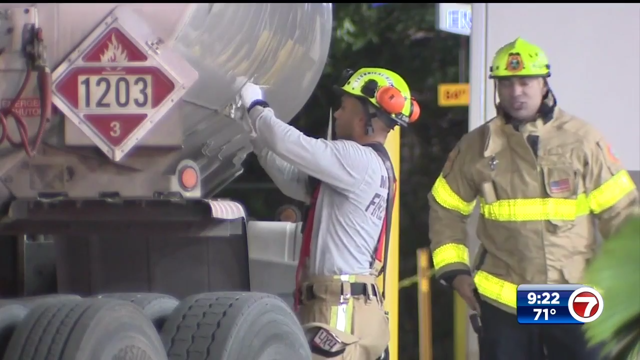 Marathon gas station in West MiamiDade blocked off after oil tanker