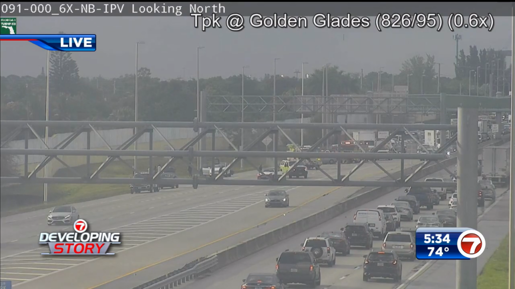 Turnpike southbound towards Miami Gardens blocked due to crash – WSVN 7News | Miami News, Weather, Sports