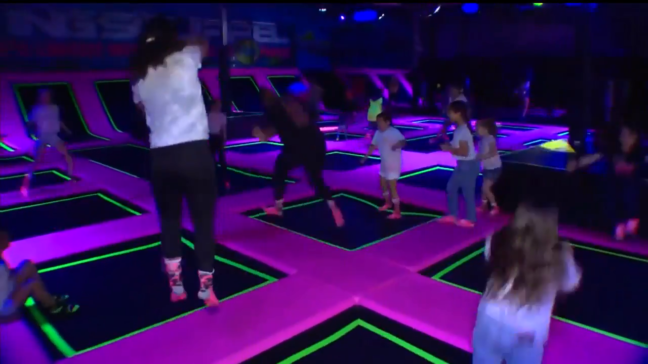 Jump around on trampolines at Flying Squirrel Trampoline Park in Weston