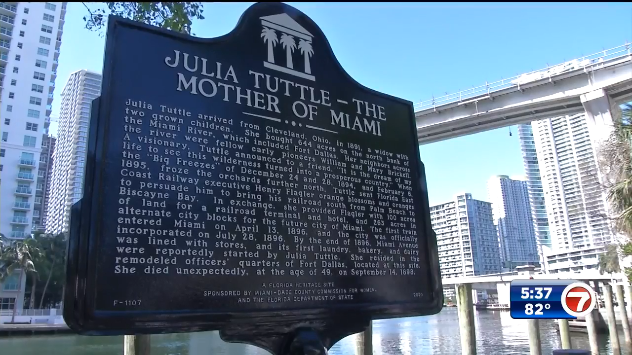 New marker that celebrates Julia Tuttle now sits in downtown Miami
