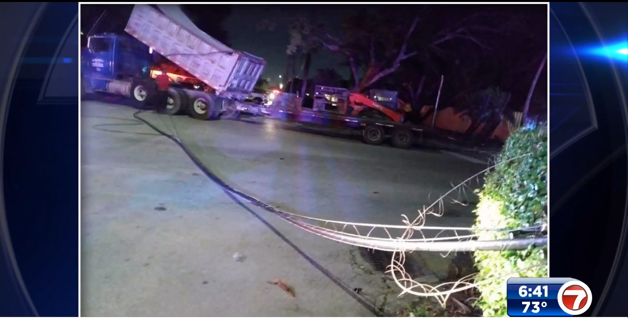 Miramar residents stuck at home after dump truck brought down telephone