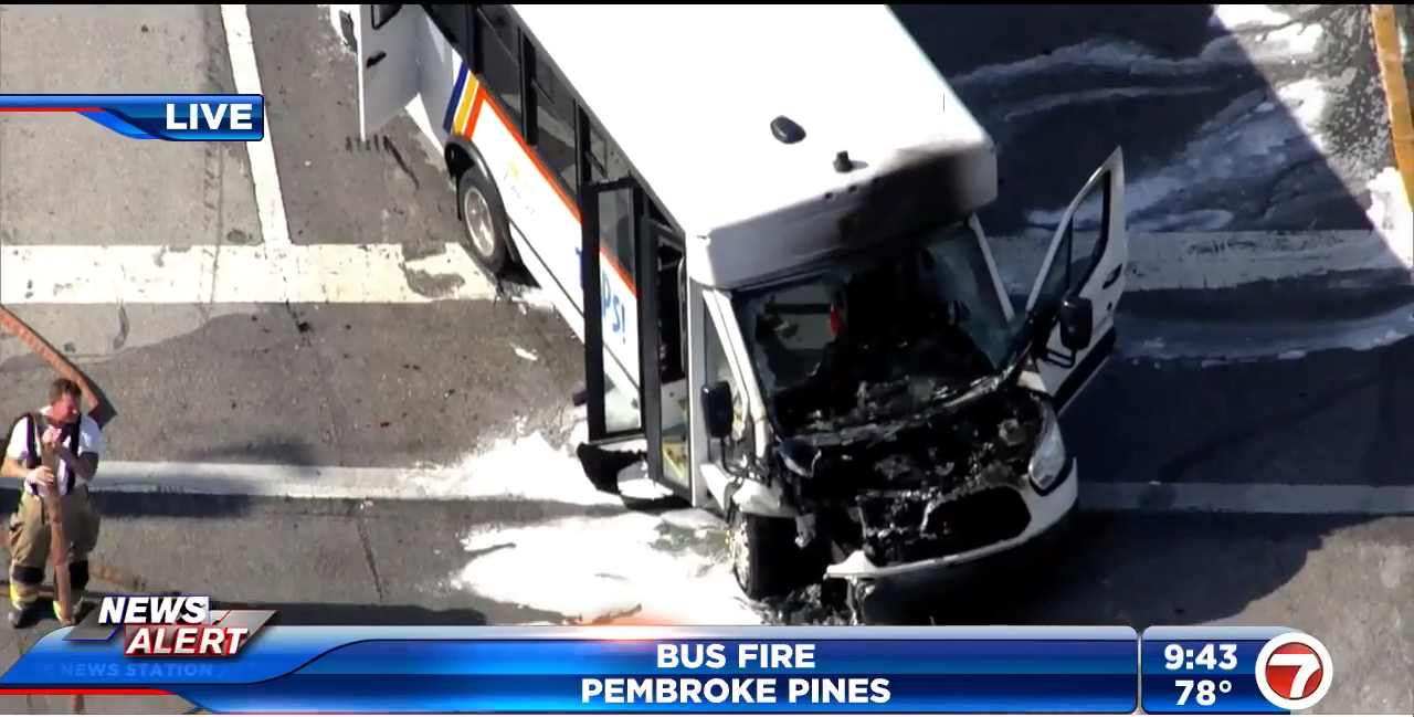No injuries after bus catches fire in Pembroke Pines - WSVN 7News ...
