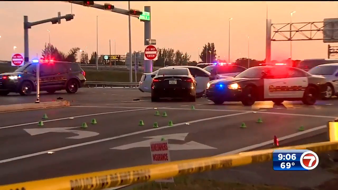 Rush hour shootout between people in 2 cars in Miramar leads to crash