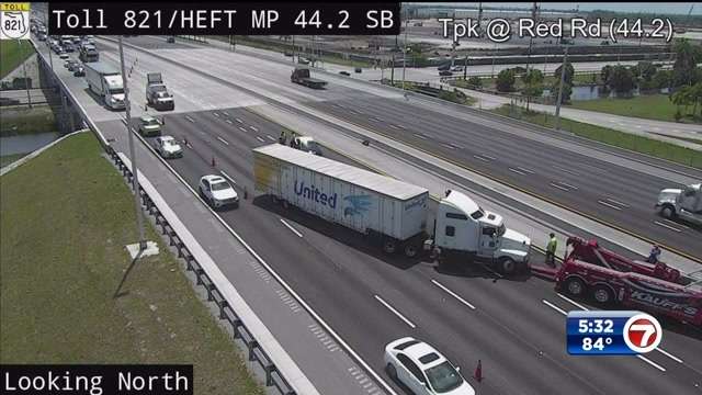 Tractor-trailer crash on Turnpike in Miramar leads to lane closures ...
